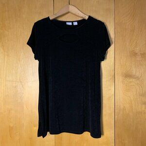 Chico's Black flowy tunic with chest cutout, size M (Chico's size 1)